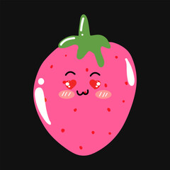 Fototapeta premium set of popular kawaii cartoon strawberry variant face expression design stock. Dancing, Smiling, Happy, Singing Tomato with Different Faces and Emotions