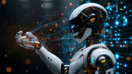 Fototapeta premium AI tool for Technology smart robot science and artificial intelligence technology, and innovation futuristic and global connection for providing access to information and data onlin
