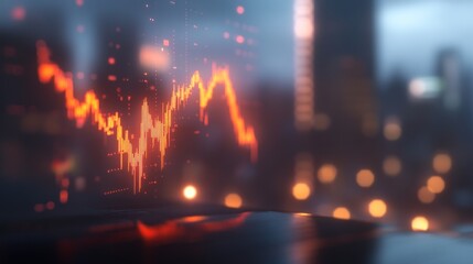 Fototapeta premium Dynamic Stock Market Data Visualization at Night