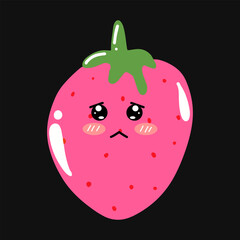Fototapeta premium set of popular kawaii cartoon strawberry variant face expression design stock. Dancing, Smiling, Happy, Singing Tomato with Different Faces and Emotions