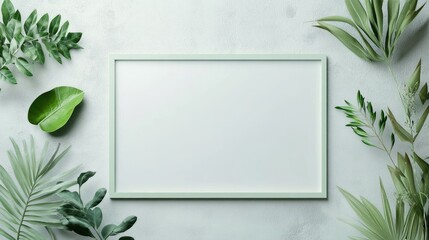 Green Leaves Surrounding a Blank Frame