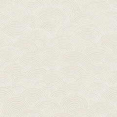 Fish-scale irregular mosaic background. Seamless Japanese style Half-circle grid dotted pattern. Oriental Asian wavy ornament. Abstract geometric monochrome vector texture. © Evgeniya Khudyakova