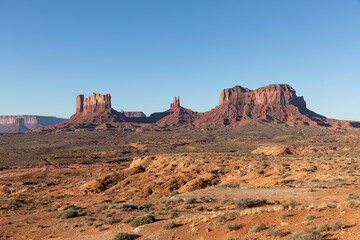 Monument Valley Rock Formations, Arizona-Utah Border, USA – Iconic Desert Landscapes with Majestic Buttes and Mesas, Captured in Stunning Light and Natural Splendor