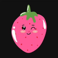set of popular kawaii cartoon strawberry variant face expression design stock. Dancing, Smiling, Happy, Singing Tomato with Different Faces and Emotions