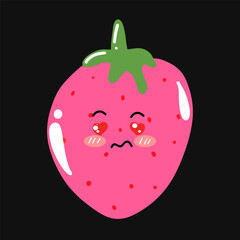 set of popular kawaii cartoon strawberry variant face expression design stock. Dancing, Smiling, Happy, Singing Tomato with Different Faces and Emotions