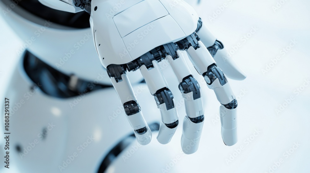 Fototapete An extreme close-up of a humanoid robot's advanced gesture recognition sensors, demonstrating precise motion detection and interactive capabilities, Robotics technology style
