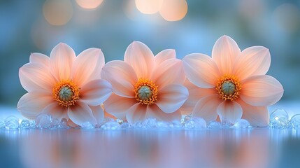 Obraz premium Three delicate pink flowers. Perfect for adding a touch of beauty and elegance to your design projects.
