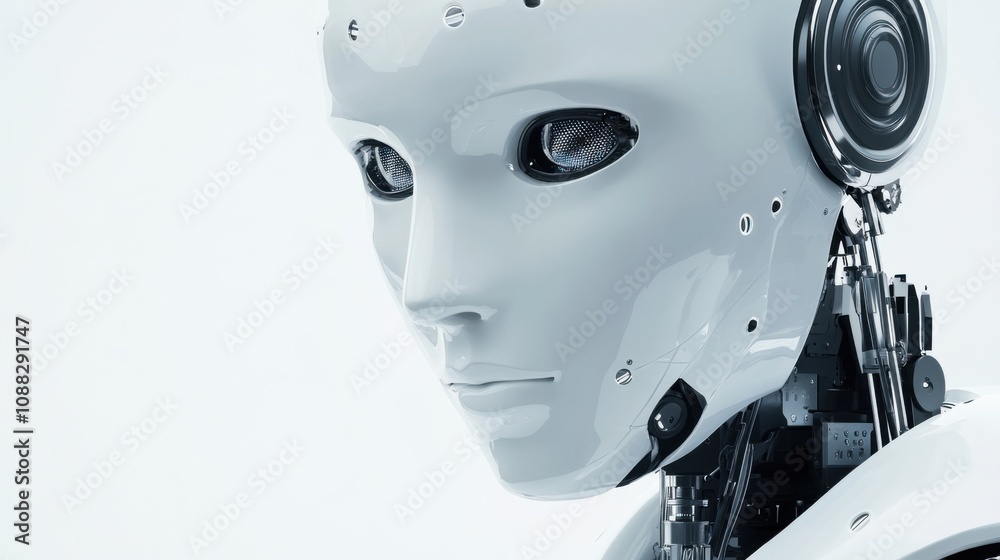 Leinwandbilder An extreme close-up of a humanoid robot's biometric identification module, showcasing secure authentication and identity verification capabilities, Robotics technology style