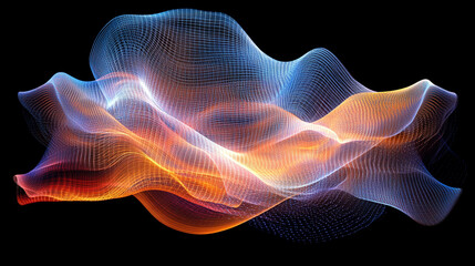 Abstract glowing neon wave on a dark background, symbolizing energy, motion, and futuristic technology with fluid lines and vibrant colors creating a dynamic, modern atmosphere