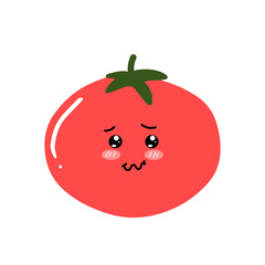 kawaii tomato character different face expression. kawaii variant expression face tomato cartoon design isolated on white background