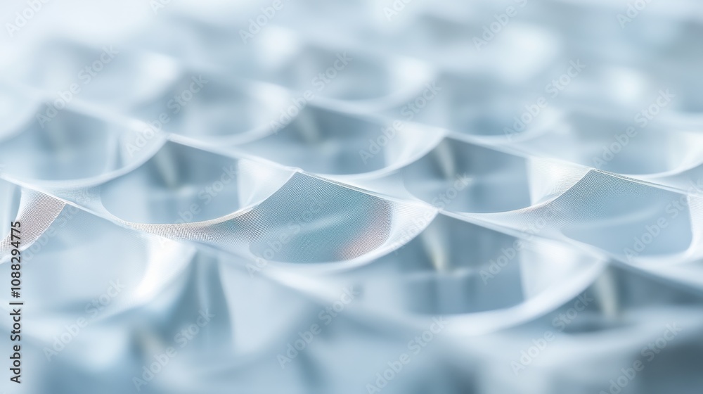 Poster An extreme close-up of a metamaterial lens array, demonstrating advanced light manipulation for optical devices, Metamaterials technology style