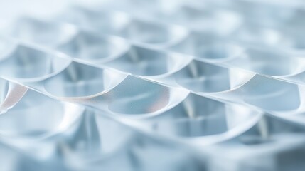 An extreme close-up of a metamaterial lens array, demonstrating advanced light manipulation for optical devices, Metamaterials technology style