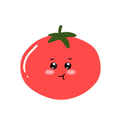 kawaii tomato character different face expression. kawaii variant expression face tomato cartoon design isolated on white background