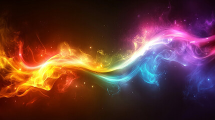 Fototapeta premium Abstract glowing neon wave on a dark background, symbolizing energy, motion, and futuristic technology with fluid lines and vibrant colors creating a dynamic, modern atmosphere