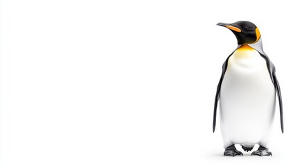 Fototapeta premium funny King Penguin Over white Studio Background.