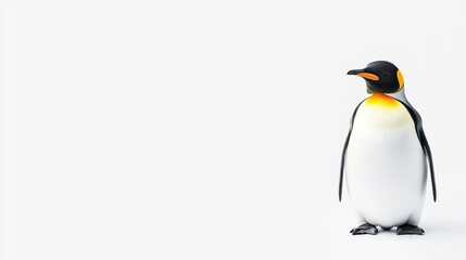 Fototapeta premium funny King Penguin Over white Studio Background.