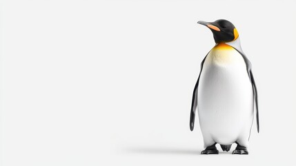 Fototapeta premium funny King Penguin Over white Studio Background.