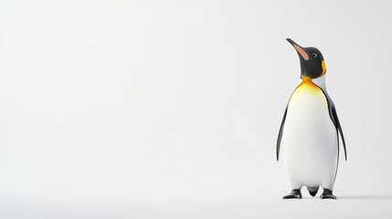 Fototapeta premium funny King Penguin Over white Studio Background.