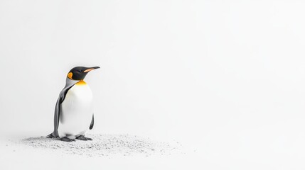 Fototapeta premium funny King Penguin Over white Studio Background.