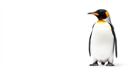 Fototapeta premium funny King Penguin Over white Studio Background.