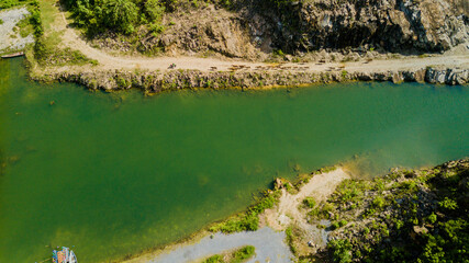 Breathtaking aerial drone view of waterway canal at Kampung Wai, Perlis, Malaysia
