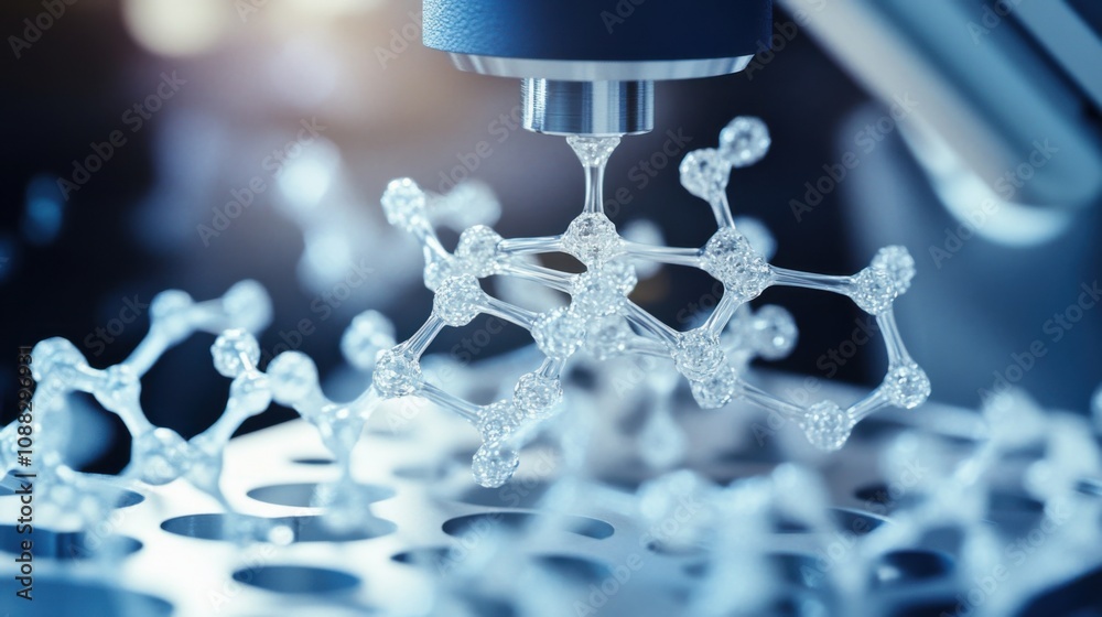 Aufkleber An extreme close-up of a molecular 3D printer, assembling intricate nanostructures with precision, Nanotechnology style