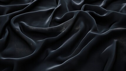 Fototapeta premium Black Textile Background with Ripples, Smooth Surface