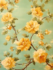 Obraz premium Yellow flowers on green background