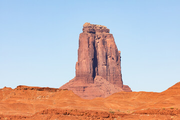Fototapeta premium Monument Valley Rock Formations, Arizona-Utah Border, USA – Iconic Desert Landscapes with Majestic Buttes and Mesas, Captured in Stunning Light and Natural Splendor