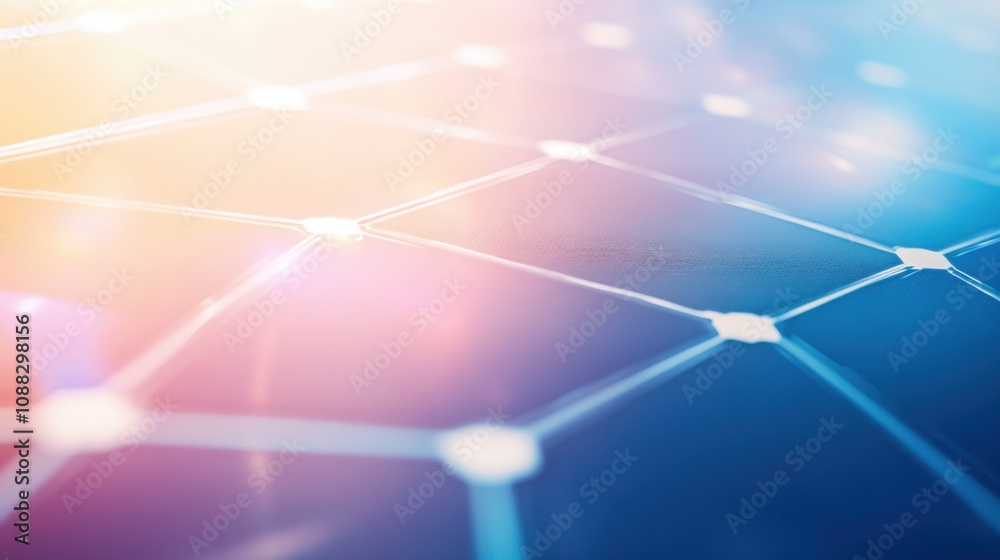 Poster an extreme close-up of a perovskite solar cell structure, demonstrating efficient light absorption a