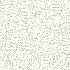 Fish-scale irregular mosaic background. Seamless Japanese style Half-circle grid dotted pattern. Oriental Asian wavy ornament. Abstract geometric monochrome vector texture.