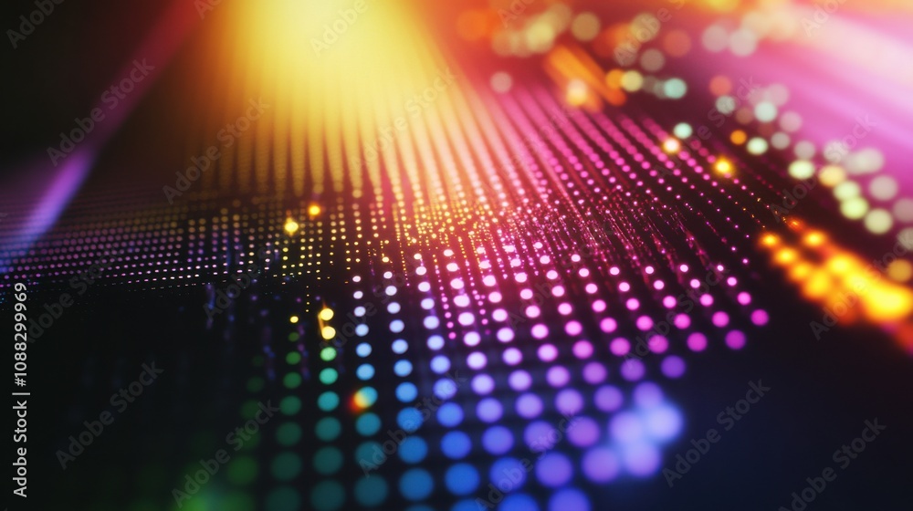Poster An extreme close-up of a quantum dot enhanced photodetector, showing high sensitivity and rapid response in light detection, Photonics technology style