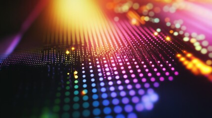 Fototapeta premium An extreme close-up of a quantum dot enhanced photodetector, showing high sensitivity and rapid response in light detection, Photonics technology style