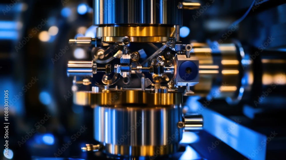 Aufkleber An extreme close-up of a quantum encryption key distribution device, demonstrating quantum cryptography principles, Quantum security style