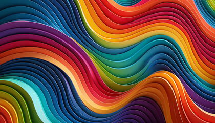 a 3D rendered image featuring abstract colorful wavy lines. It is categorized as abstract art and digital art. The image showcases vibrant and dynamic waves that create a visually striking and dynamic