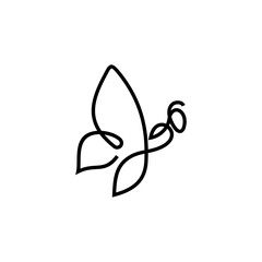 butterfly and wasp combination line art logo design