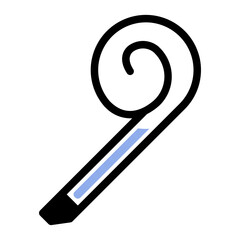 Party trumpet Icon in Flat Style. Color Fill
