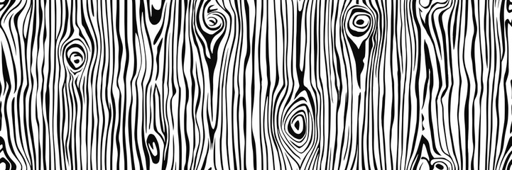 Hand drawn wood plank, seamless pattern, wood texture, black and white, vector design