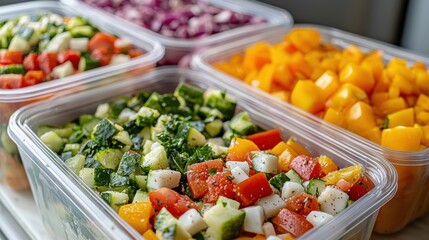 Meal prepping healthy food in containers, creating a balanced diet for january goals