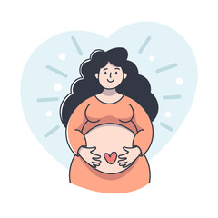 Pregnant Woman Holding Her Growing Belly – Motherhood Journey, Expectant Mom Embracing Baby Bump, Maternity Love and Care Concept | Motherhood Self Love