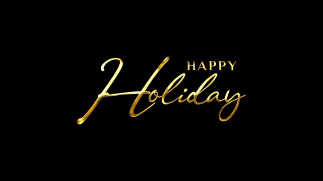 happy holiday lettering animation text in gold color whit transparent background