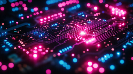 circular circuit board with intricate swirling patterns, representing the interconnectedness of technology, digital networks, and the flow of data in a modern digital landscape