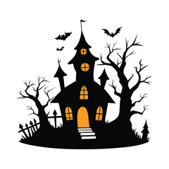 Haunted House Clipart: Spooky Halloween Scene

