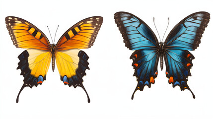 Fototapeta premium set of butterflies isolated on white