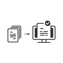 書類の電子化(ペーパーレス化)のイメージアイコン 線画・白黒