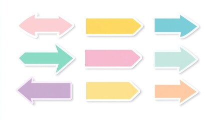 Set of Colorful Arrows with White Outlines