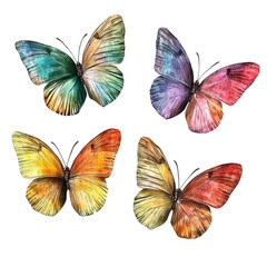set of butterflies isolated