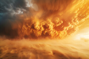 Dynamic sandstorm with swirling sand and dust, creating dramatic cloud textures.