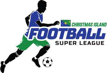 Christmas Island football league, Soccer ball, Football logo, Footballer Kick the Ball isolated on white background, Vector Illustration