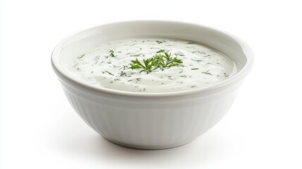 A bowl of creamy ranch dressing with buttermilk, sour cream, mayonnaise